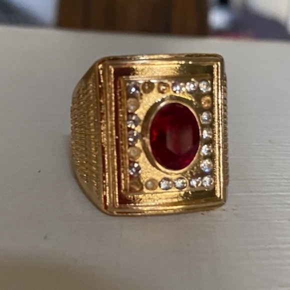 Anthropologie Ruby Gold Cocktail Signet Ring 8 - Picture 3 of 7